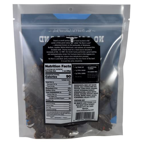 No Man’s Land Black Pepper Beef Jerky High Protein Low Calorie Low Carb Beef Snack 6.0Oz Bag #TOP1