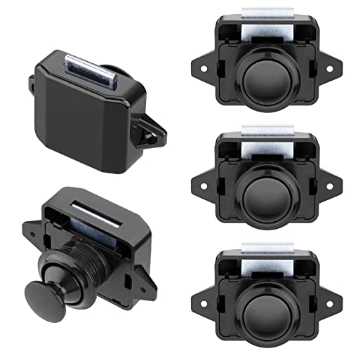 CXQamitao 5 Pack Push Button Latch Cabinet Door Catch Keyless Cupboard Locks for RV Motorhome Camper Caravan Home Yachts Zinc Alloy&Black