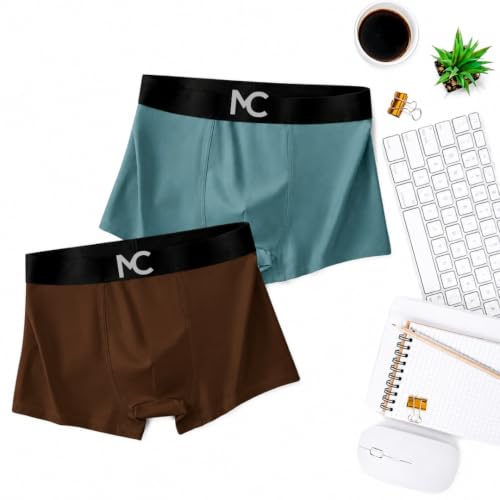 Image of MC Men's Microfiber Boxer Briefs for Men | Ultra Soft, Breathable, Stretchable Innerwear | Moisture-Wicking Trunks | Comfortable Elastic Waistband | Pack of 2