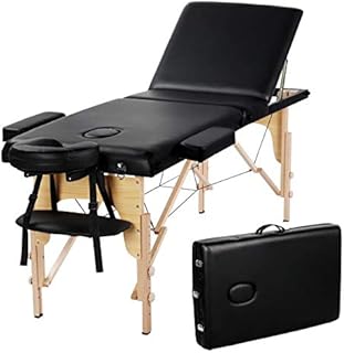 Yaheetech Massage Tables Portable Adjustable Massage Bed Foldable Massage Therapy Table 3 Folding 84 Inch Salon Bed Facial Cradle Bed with Non-Woven Bag, Black