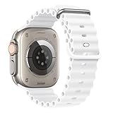 BHUIJIC Ocean Band Compatible with Apple Watch Ultra 3 Band 49mm 46mm 45mm 44mm 42mm for Men Women, Sport Wristband Adjustable Silicone Strap for iWatch Ultra 2/1 Series 11 10 9 8 7 6 5 4 3 2 1 SE White