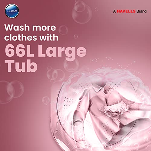 Image of Lloyd 8 kg 5 Star Semi Automatic Top Load Washing Machine |1300 RPM | Soak Function | 3 Wash Programs | Swift Dry | Magic Filter (GLWMS80IDMDE, Maroon and White)