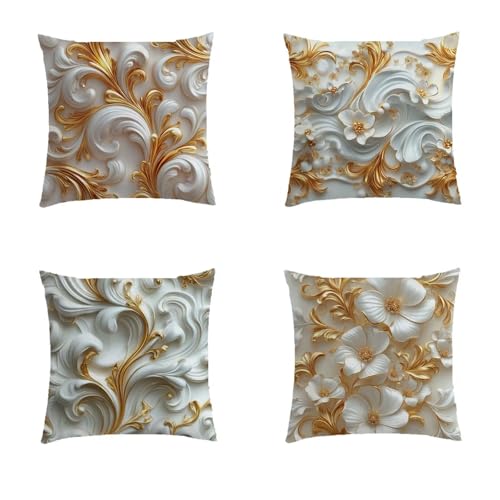Housse de coussin 70x70cm lot de 4 fleurs en lin double face avec zip invisible S453 - 2