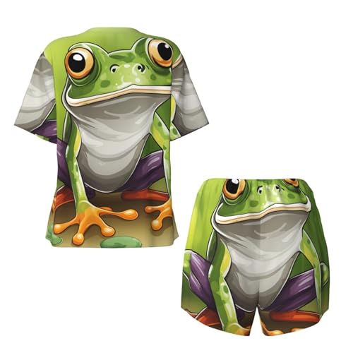 Pijama de rana para mujer: conjunto corto de verano cómodo y casual 7