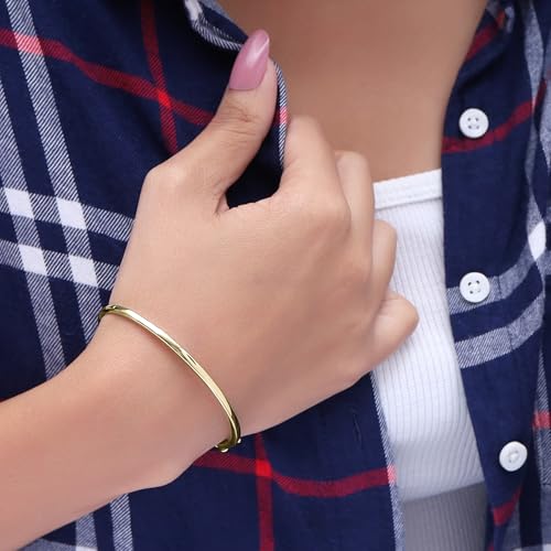 Bangle Bracelet For Women Round Cut Lab Created Moissanite And Classic Plain Design In 14K Gold Plated Sterling Silver Oval Shape Jewelry Gift For Her Size 73