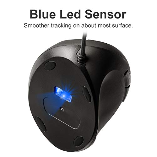 Sanwa Wired Ergonomic Mouse, Optical Vertical Mice, For Small Hands, Reduce Wrist Strain, 1000/1600 Adjustable Dpi, 6 Buttons, Compatible With Macbook, Pc, Laptop, Desktop, Windows, Mac Os, Black #TOP5