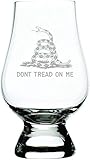 Don't Tread On Me Quote Etched Crystal Whisky Glass Compatible With Glencairn Accessories
