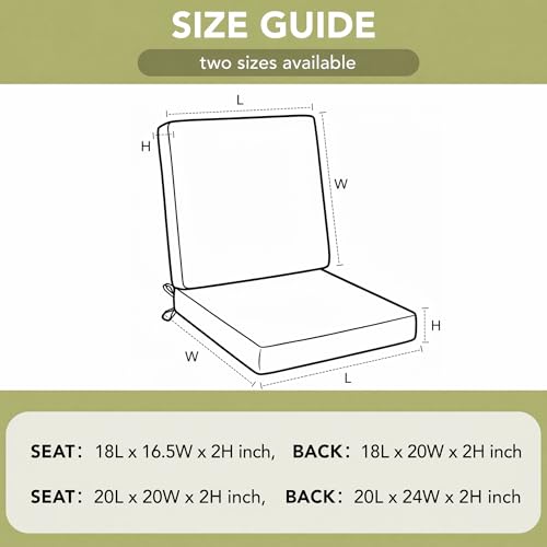 Image of Outdoor Chair Cushions, Water-Resistant & Fade-Resistant, Patio Furniture Lawn Dining Chair Seat Replacement with Mid Back, Ties Zipper, Removable Cover, 18 x 16.5 Inch, Set of 2, Black