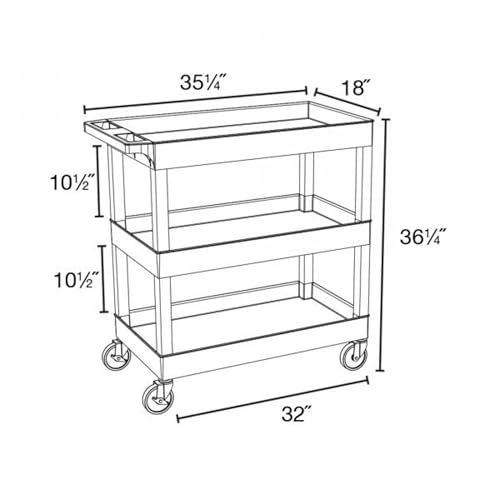 Image of FSE 373-EC111HD-BU 32 inch x 18 inch Tub Cart - Three Shelves