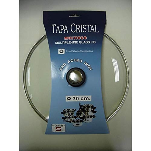 Tapa Bateria Cocina 30Cm Valvula Ventilacion Aro Inox-Cristal - Tecnhogar En Oferta Tapa Cristal Inox Con Valvula 30 Cm