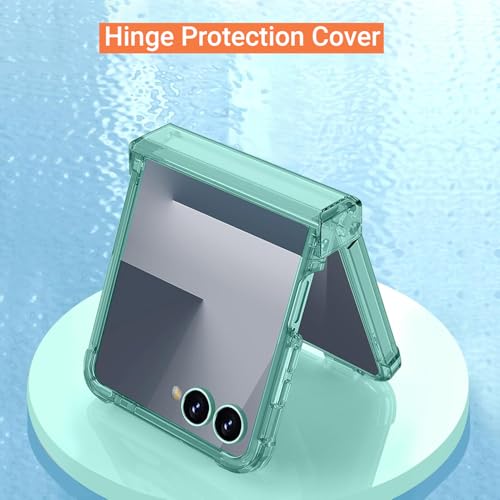 Image of Kapa Clear Airbag with Hinge Protection Back Case for Samsung Galaxy Flip7 / Z Flip 7 | Transparent Shockproof Slim Hard Protective Cover (Green)