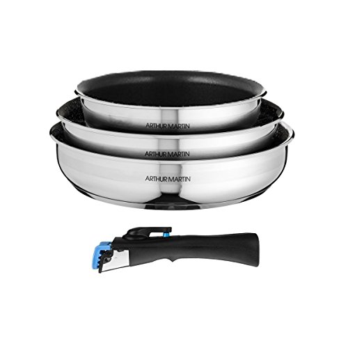 ARTHUR MARTIN 5539 Jeu de 3 poêles INOX, Acier...