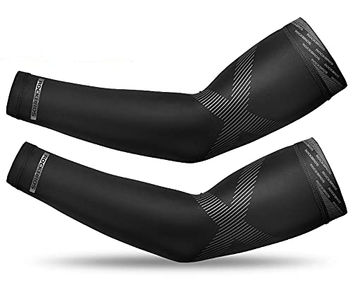 ZONSUSE Manchettes De Bras,Adulte Manchettes De Compression,Sports Manchon Bras De Respirant SéChage Rapide Protection UV pour VéLo,PêChe,Basketball,Course à Pied Homme Et Femme (Noir, M) Cover