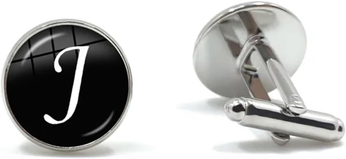 Gemelos para hombre, 2 pares de botones de letras de la A a la Z, color plateado, para hombre, camisa de caballero, boda, color 10