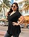 TIANZHU Women'S Plus Size Dressy Black Tops Wrap Shirt Short Sleeve Tunic Shirt V Neck Cute Blouse Black 2X