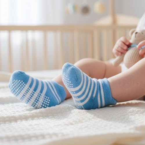 Image of MOMISY Baby Girl Boys children Non Slip Socks Toddlers Infant Warm Cotton Stretch Anti skid Socks-6 Pairs