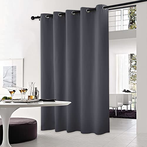 NICETOWN Sliding Door Curtains, Wide Thermal Blackout Patio Door Curtain Panel, Sliding Door Drapes/Draperies with Grommet Top (Gray, W70 x L95)