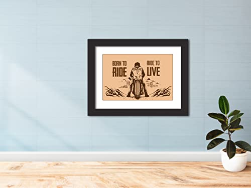 Image of TenorArts Motorcycle Riding Posters Photo Frame Bikers Bullet Rider Motivational Quotes Laminated Poster Framed Painting with Matt Finish Frames (9inches x 12inches) (Born to Ride)