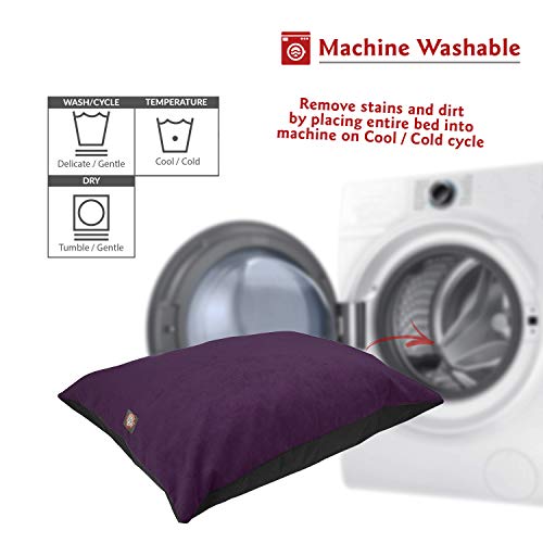 Image of Majestic Pet Rectangle Medium Dog Bed Washable - Non Slip Comfy Pet Bed - Dog Crate Bed Super Value Pillow Dog Bed - Dog Kennel Bed for Sleeping - Dog Bed Medium Breed 35 x 28 Inch - Villa Aubergine