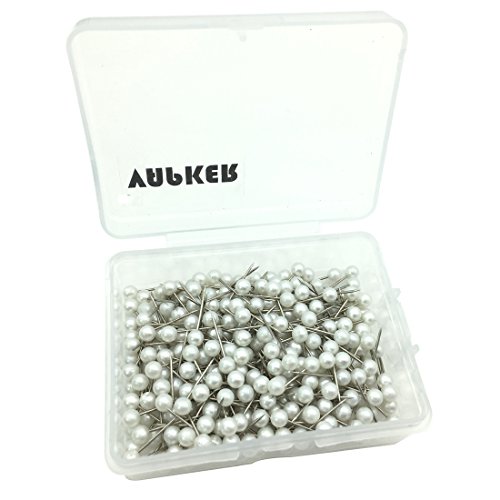 VAPKER 1/8 Inch Map Tacks Round Plastic Head Push Pins with Stainless Point(Box of 300 Pearl White Color Pins)