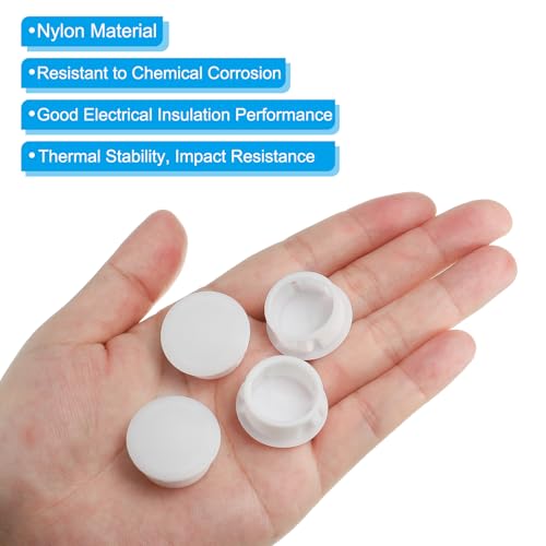 Image of PATIKIL Hole Plugs Plastic, 100 Pcs 20mm(13 /16 inch) Screw Bumper Hole Plug Flush Snap Type Round Hole Cover Caps for Round Holes Cabinet Furniture Kitchen, White