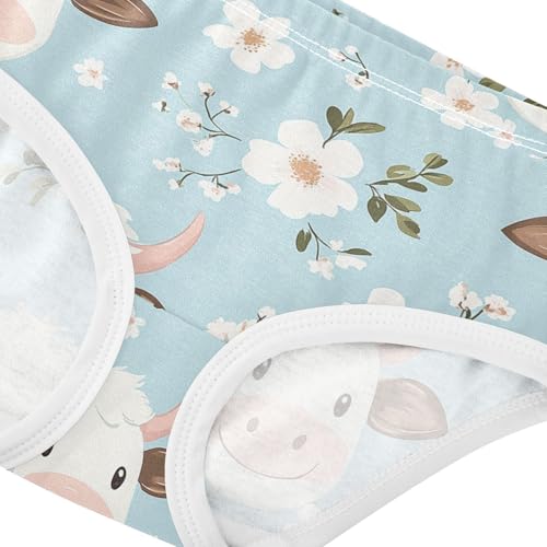 Wusikd Cute Cow Face Girls' Underwear Cotton Cartoon Girls Briefs Soft Toddler Underwear 2T4