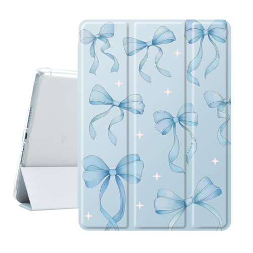 Protection iPad mini 4 clapet trois volets et porte-stylet avec motif nœud bleu 7.9"