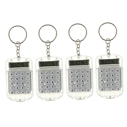 Lurrose 4Pcs Mini Portable Electronic Calculators Keychains Tiny Pocket Keyring Calculator Durable Lightweight Material for Home School and Office Use