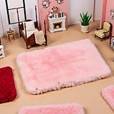Pink Square Carpet, Miniature Fluffy Rug, Lightweight Dollhouse Decor for 1/12 Scale - Image 3