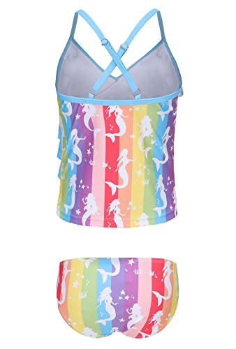 Image of Girls Tankini Swimsuits Two Piece Bathing Suit Hawaiian Ruffle Swimwear Set for Kids Girls 3-16 Years