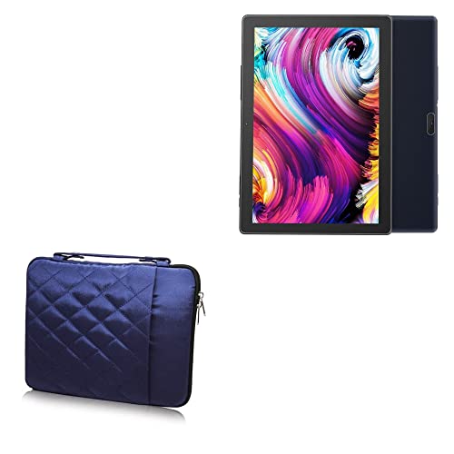 BoxWave Case Compatible with PRITOM Android 10 Phone Tablet M10 (10.1 in) - Quilted Carrying Bag, Soft Synthetic Leather Cover w/Diamond Design - Navy
