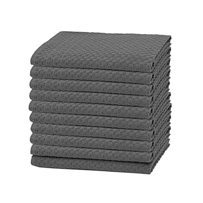 ZOLLNER 10er Set Geschirrtücher Baumwolle in 45x60 cm - saugstarke und langlebige Küchentücher - waschbar bis 60°C – in grau - Gastronomiequalität - Oeko Tex® Zertifiziert