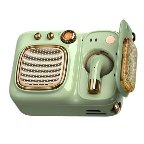 Boombox Bluetooth retrò con cuffie, altoparlante radio portatile con suono HIFI, lettore MP3 e radio FM, stile classico per interni ed esterni