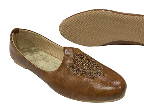 Men's Tan Wedding Sherwani Juttis Ethnic Slip-on Loafers Shoes Handmade Mojari Indian Punjabi Jooti4