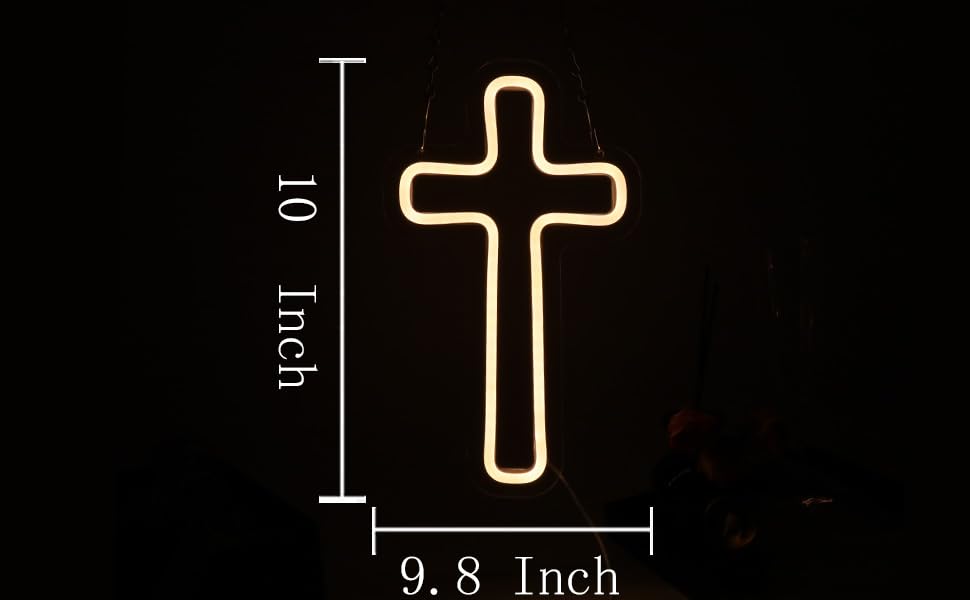 Image of Cross Led Sign For Wall Decor Small Cross Light Up Signs Wall Art for Bedroom Wall Decor Holiday Birthday Gift