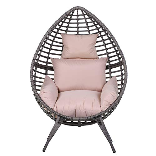 Outsunny Outdoor Indoor Rattan Egg Chair Wicker Weave Teardrop Chair