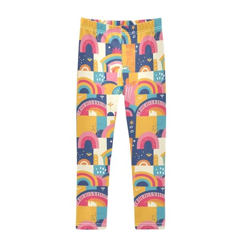 KLL Rainbow Boho Style Girls Legging Casual High Waisted Dance Pants Sports