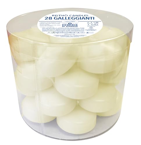 Paquete de 28 velas flotantes - Diámetro 5 cm - 5,5 horas de duración - Color crema - Cereria Di Giorgio