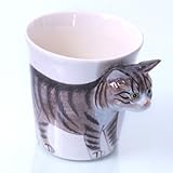 b2see 3D Tier/Katzen-Tasse 3D groß/lustig/mit Ohren Tasse/Becher Katzen-Motiv/Katzenliebhaber Geschenk-Idee/Deko-Ration Keramik