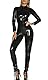 FEOYA Damen Eritic Kleidung Nachtkleidung Stretch Leder Long Jumpsuit Kostüm Erwachsene Kostüme Catsuit Catwomen Kleidung Push Up mit Front Reißverschluss