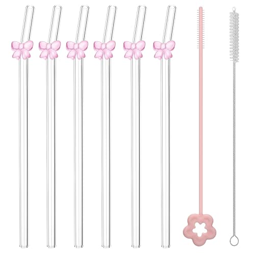 Aurafusion Glasstrohhalme mit Rosa Schleifen AUF2507066HDJXiGuan3