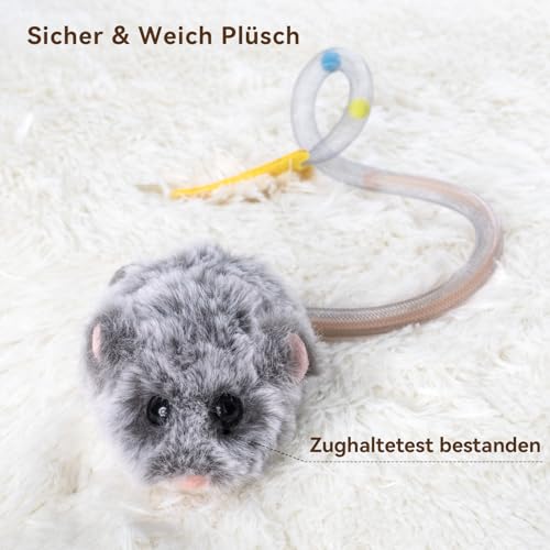Migipaws Interaktives Katzenspielzeug, elektrisch rollende Migimaus mit wackelndem Schwanz, Intelligenter Sensor, Quietschen, Katzenspielzeug selbstbeschäftigung mit Katzenminze, wiederaufla-5