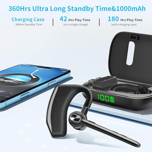 Image of Bluetooth Headset Wireless Earpiece Single Ear Headset with Microphone