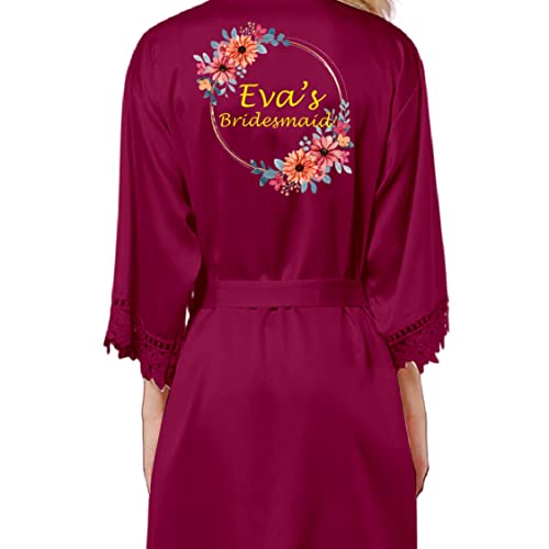 Personalized Bridesmaid Robes with Name - Long Sleeve Satin Bride Robe for Wedding Day - Short Bridal Kimono Robes for Women2