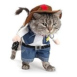 Mikayoo Pet Dog Cat Halloween Costumes,The Cowboy for Party Christmas Special Events Costume,West Cowboy Uniform with Hat,Funny Pet Cowboy Outfit Clothing for Dog cat(XS)
