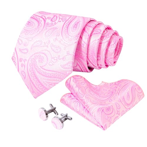 Image of 5PCS Tie and Pocket Square for Men, Silk Necktie and Handkerchief Cufflinks with Gold Ring and Lapel Pin Set