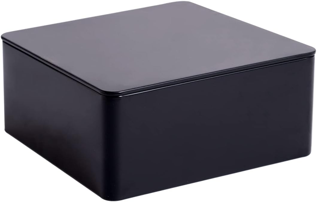 Square Tin Canister/Container for Keeping Car,Tea,Coffee,Cookies, Food,Flour,Baked Goods Storage (Black)
