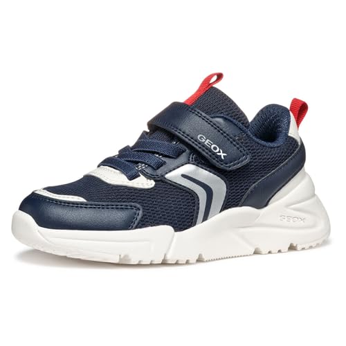Geox J Loftus Boy B, Scarpe da Ginnastica, Navy/Red, 33 EU