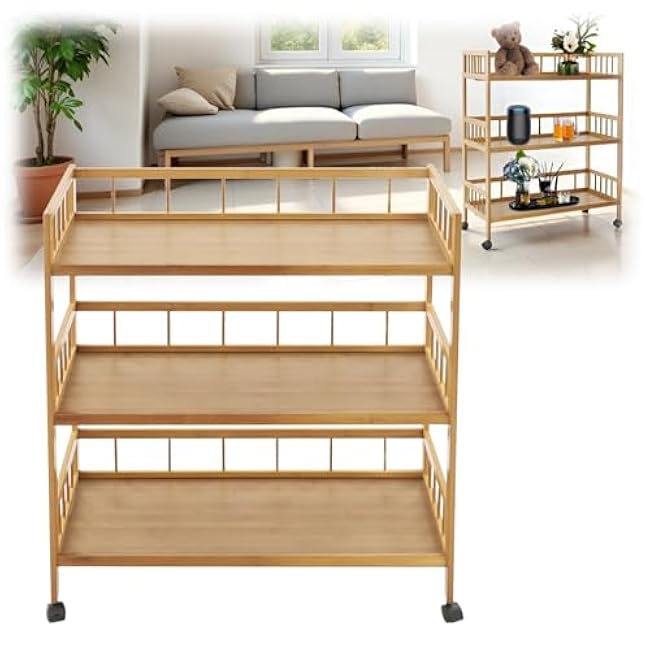 3 Tier Rolling Cart, 27.5¡Á11.8¡Á32.3 Portable Removable Kitchen Trolley with Universal Wheels, Storage Organizer Utility Cart for Living Room Kitchen-AVBHvqoq