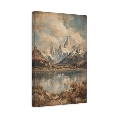Décoration au-dessus de la console : toile paysage de Patagonie vintage